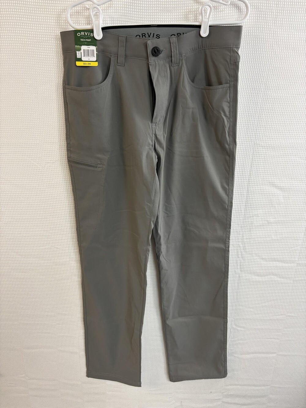 Orvis Pants Mens 32x34 Gray Tech Pant Slim Stretch Water Resistant Microfiber